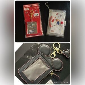Hello Kitty & Disney Mickey Mouse BUNDLE card holder lanyard travel keychain NEW